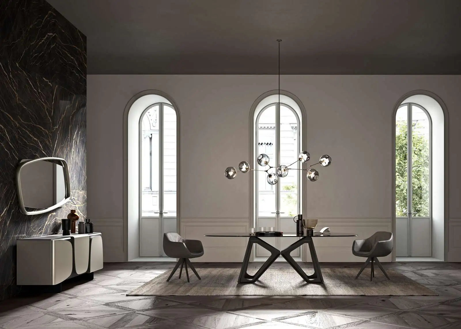 table a manger verre fumé noir