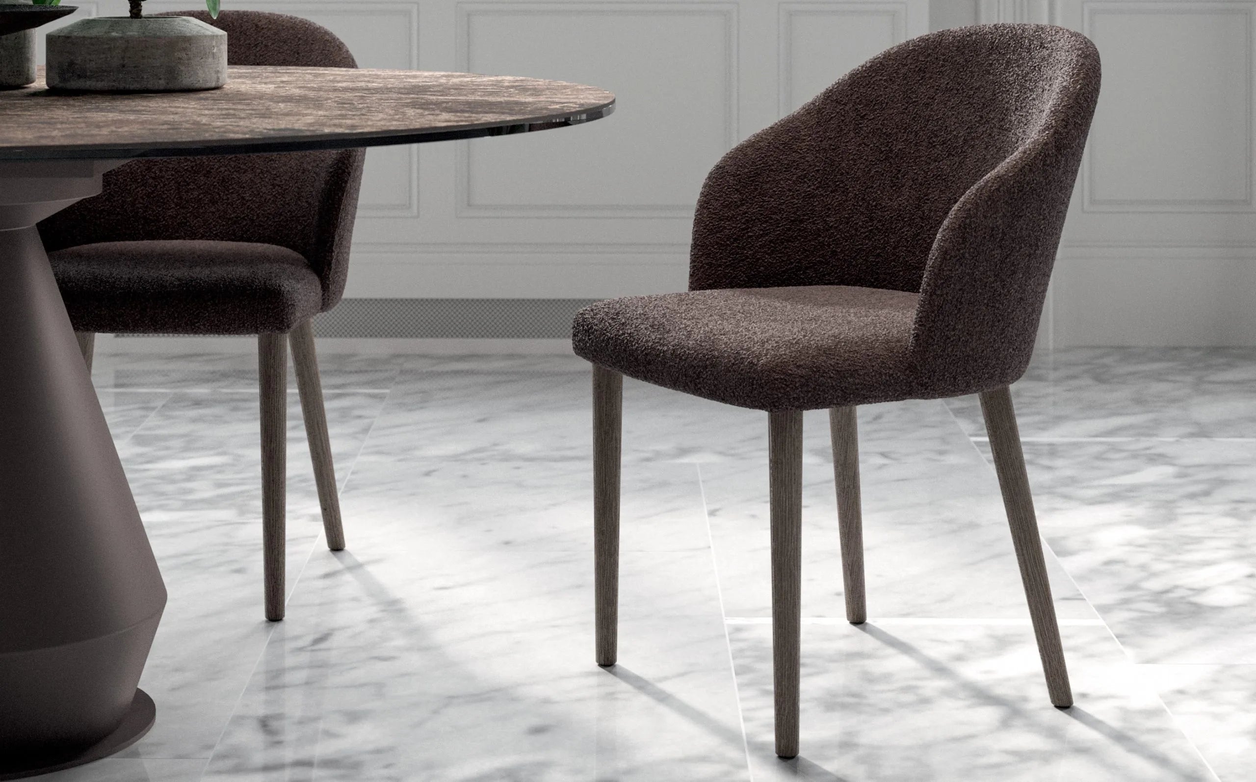 chaise bois et tissu bleu