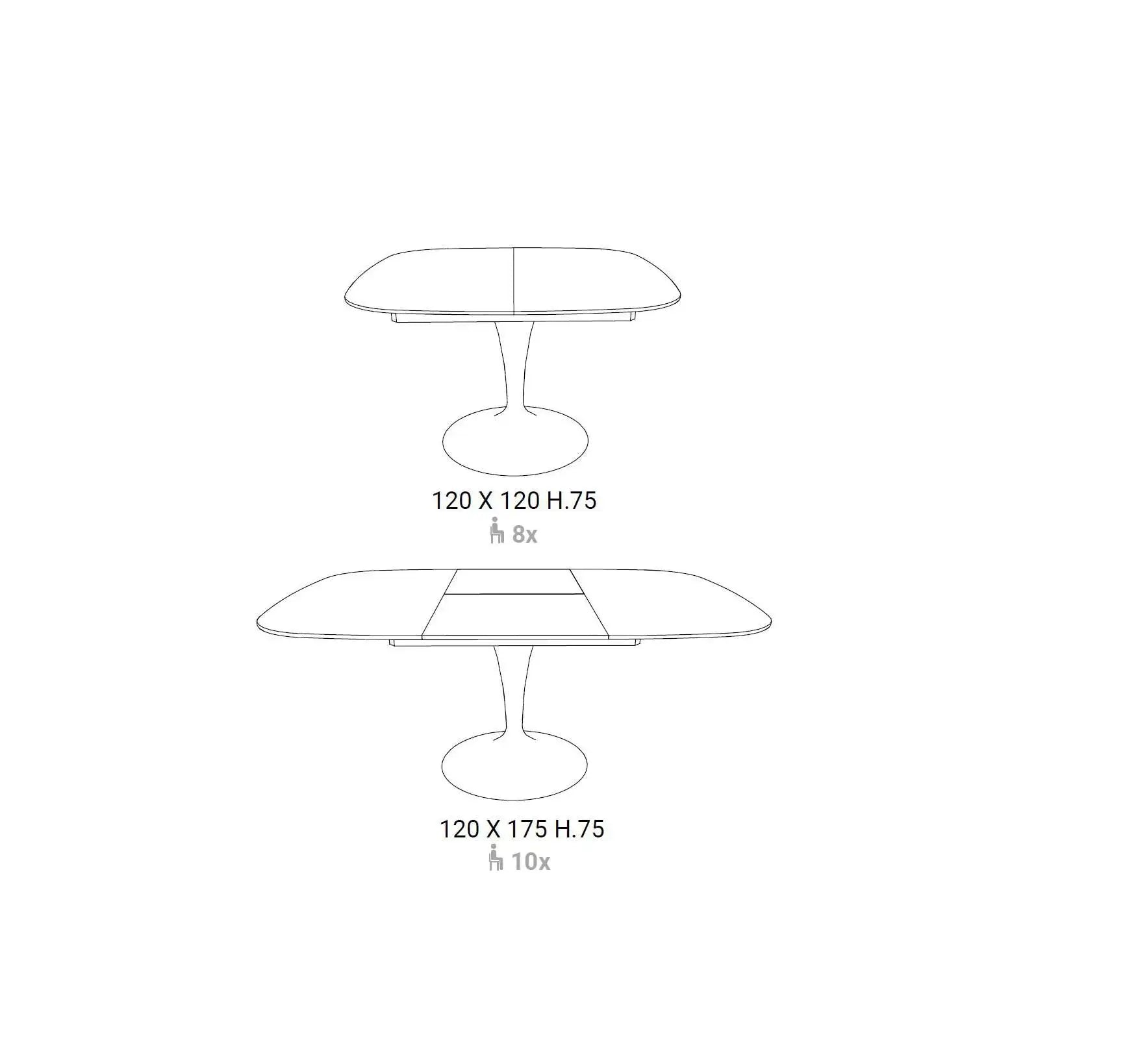 table carrée extensible avec pied central