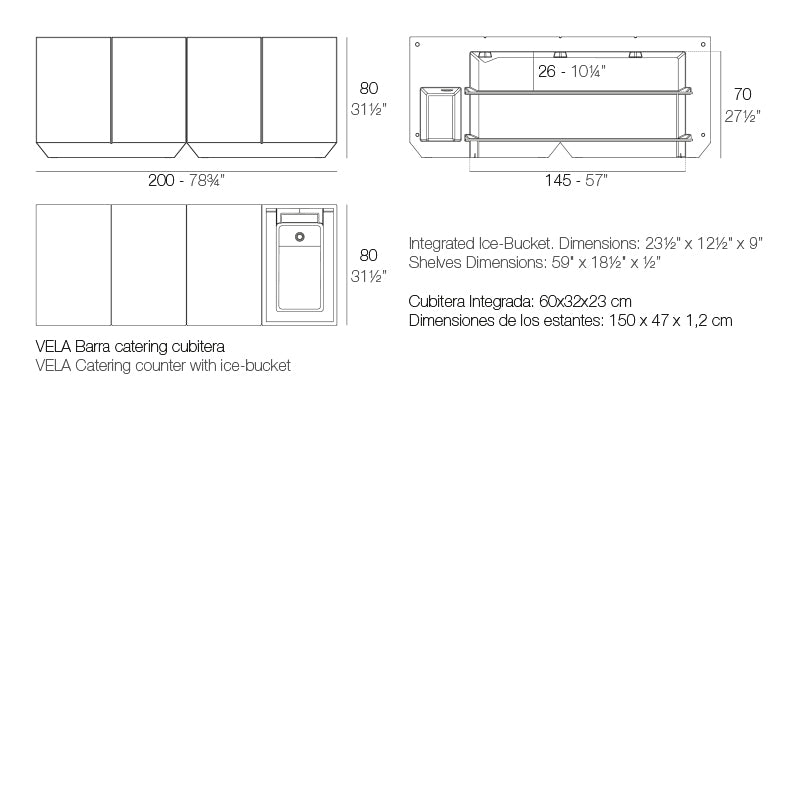 Bar Vela - Module Catering avec Bac à Glaçons LED