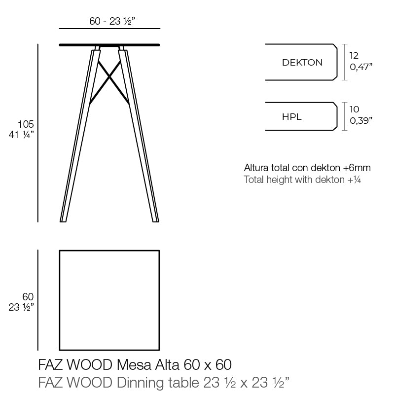 Table Haute - Faz Wood Carré