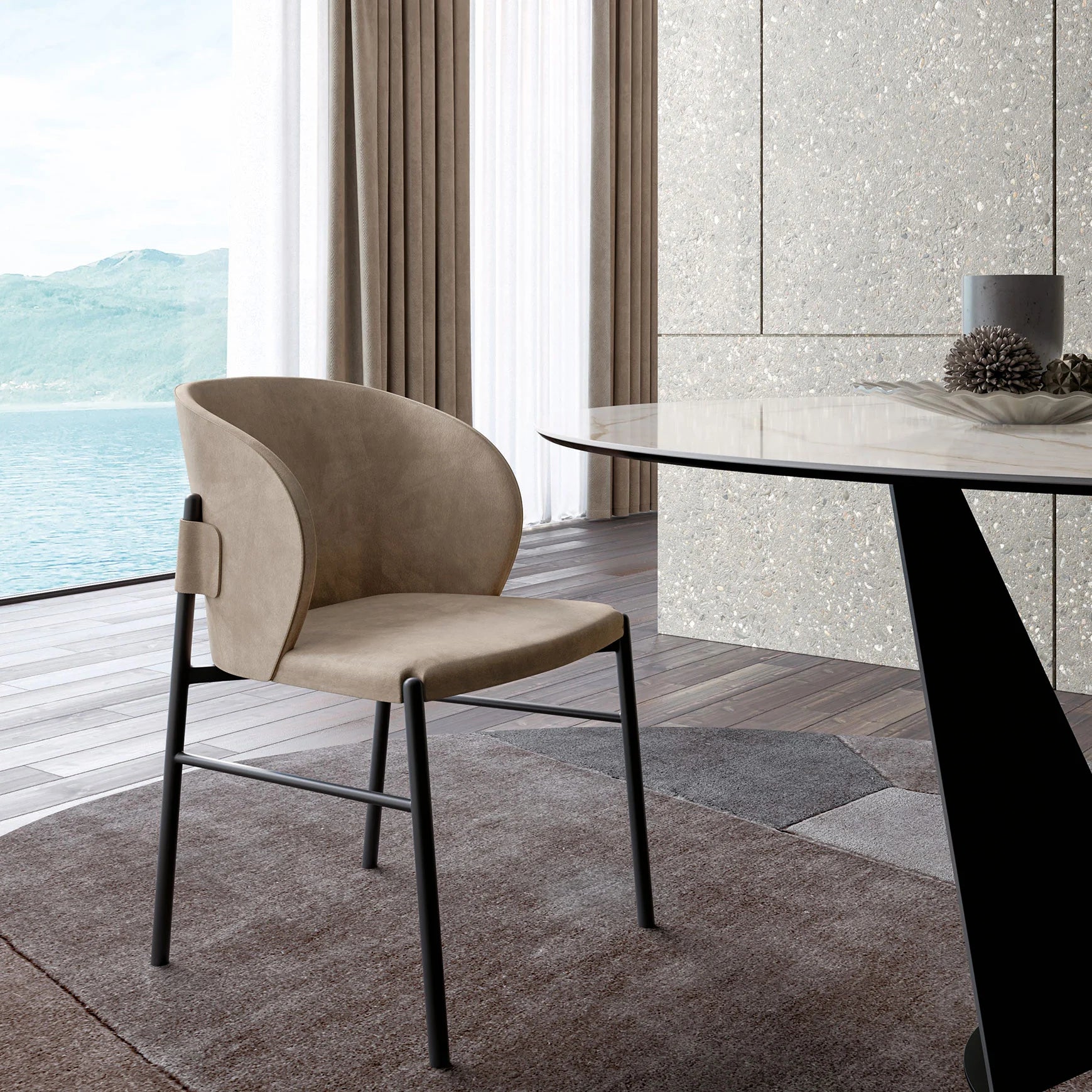 table ronde céramique pied central