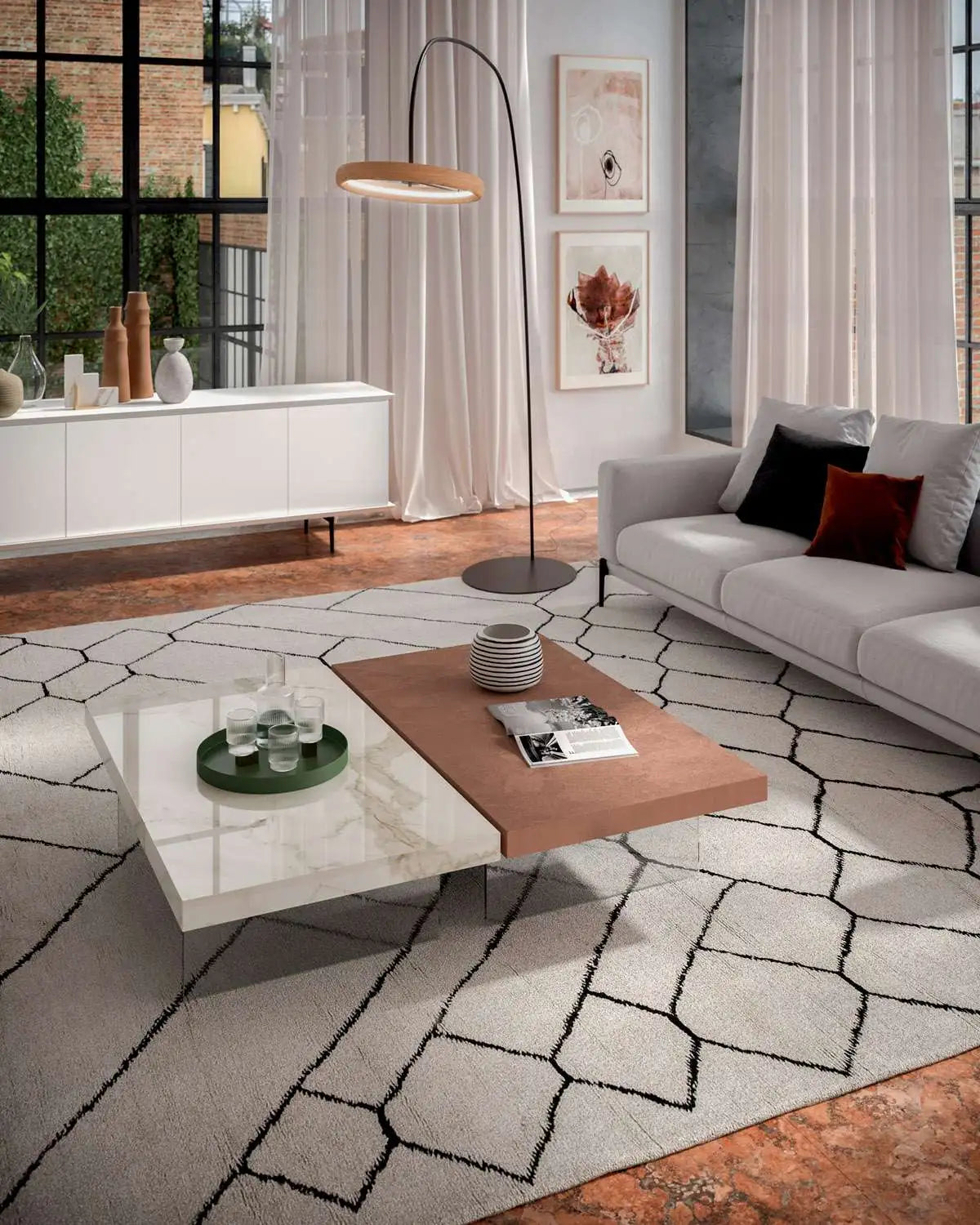 table basse modulable marbre