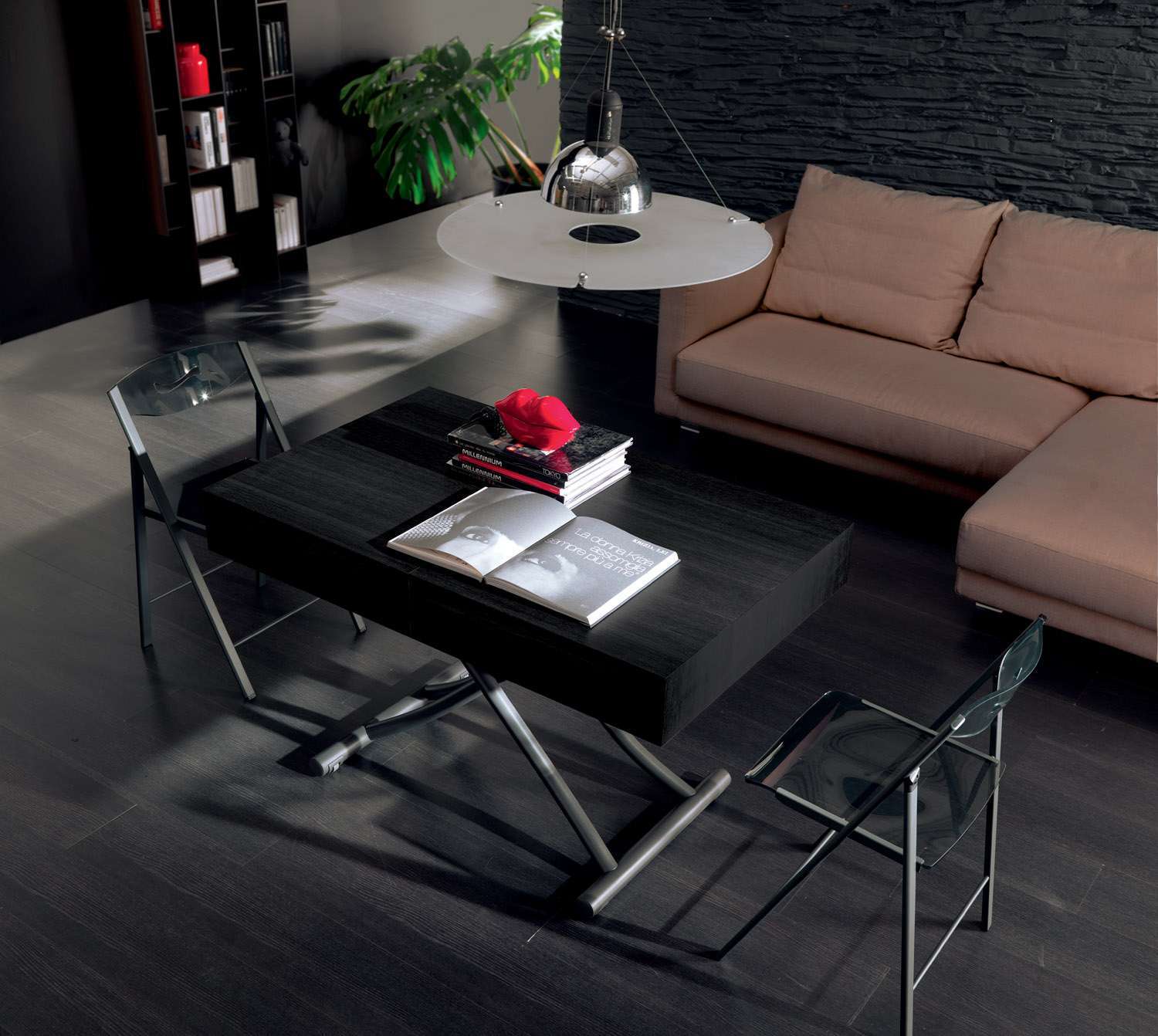 table basse transformable industrielle