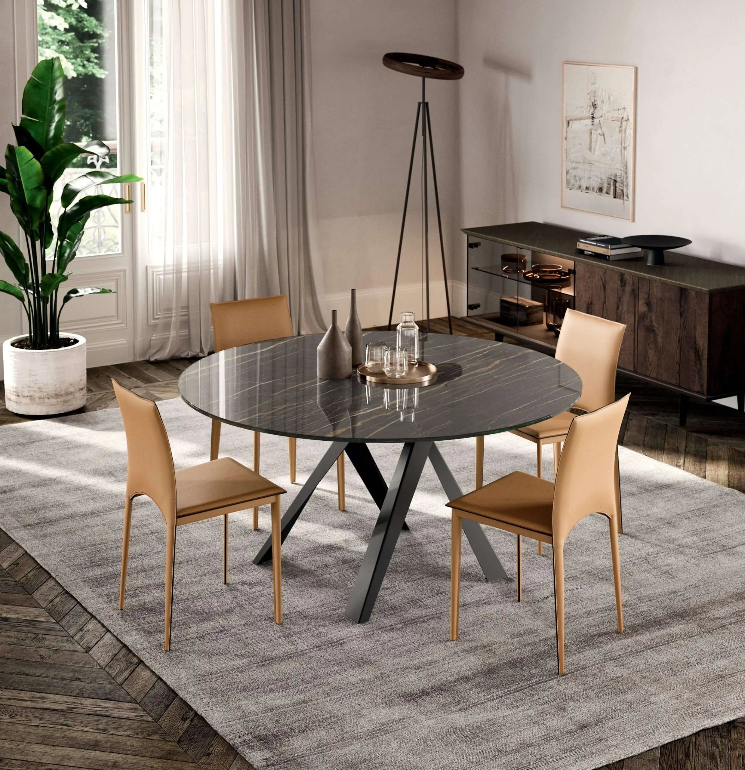 table ronde céramique noire