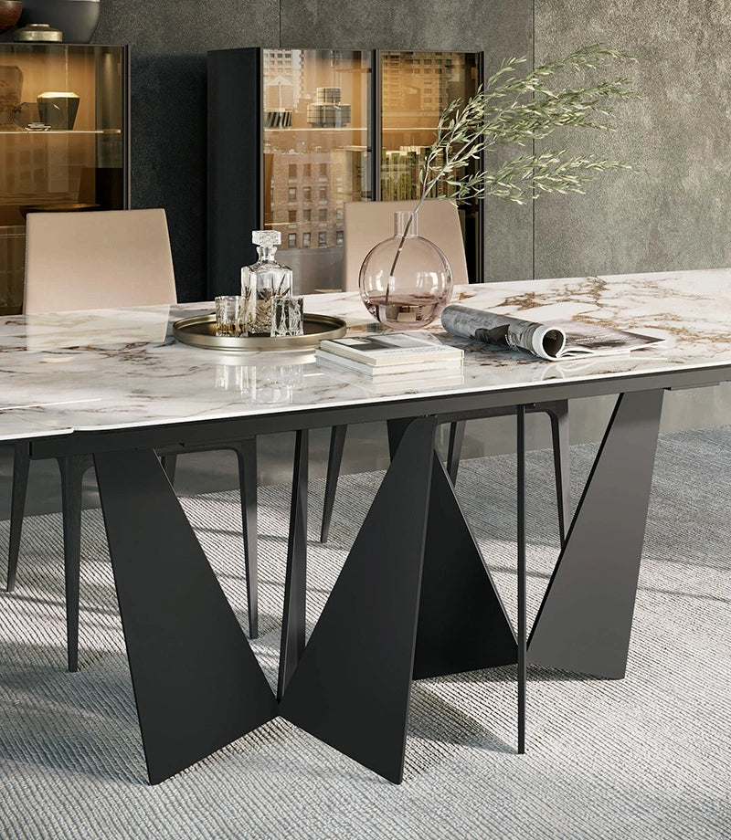 grande table plateau ceramique pied central design
