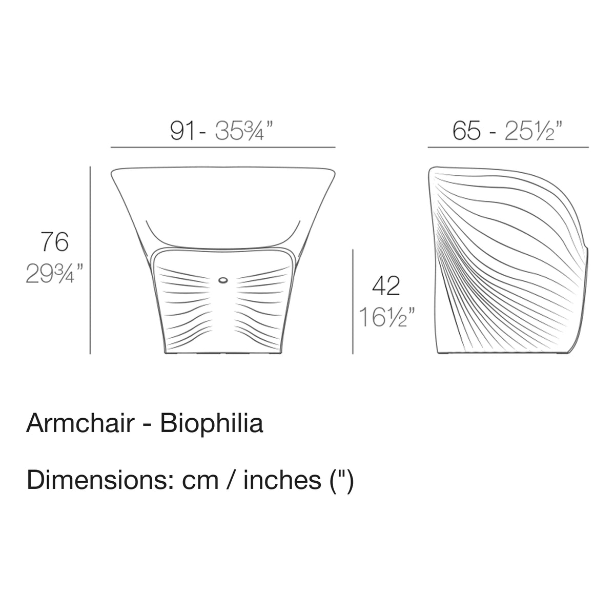 Dimension drawing Armchair - Biophilia