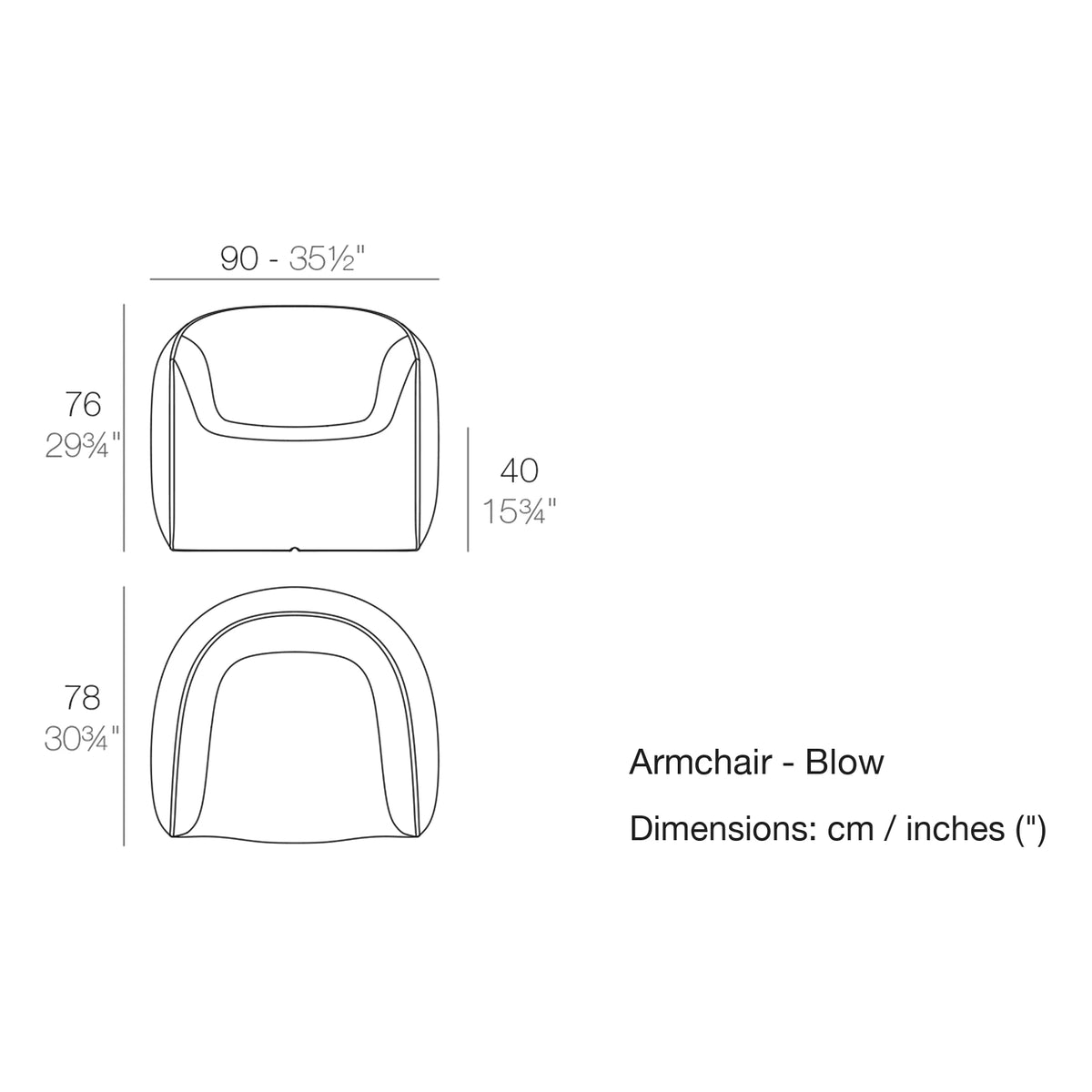 Dimension drawing Armchair - Blow