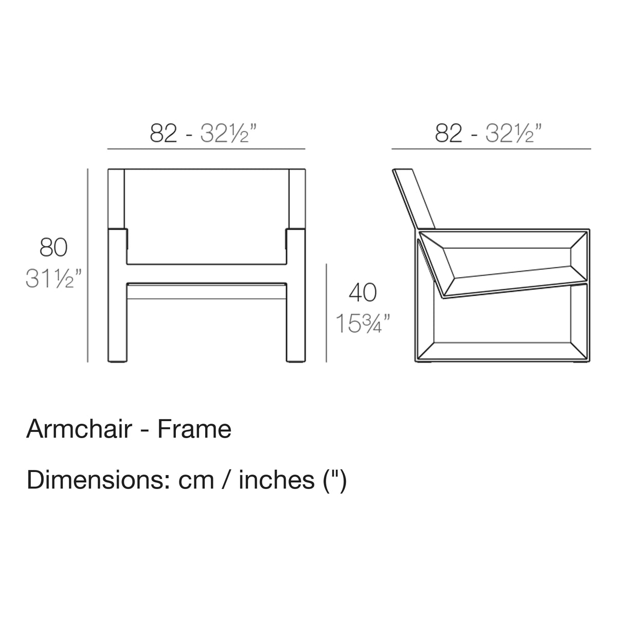 Dimension drawing Armchair - Frame