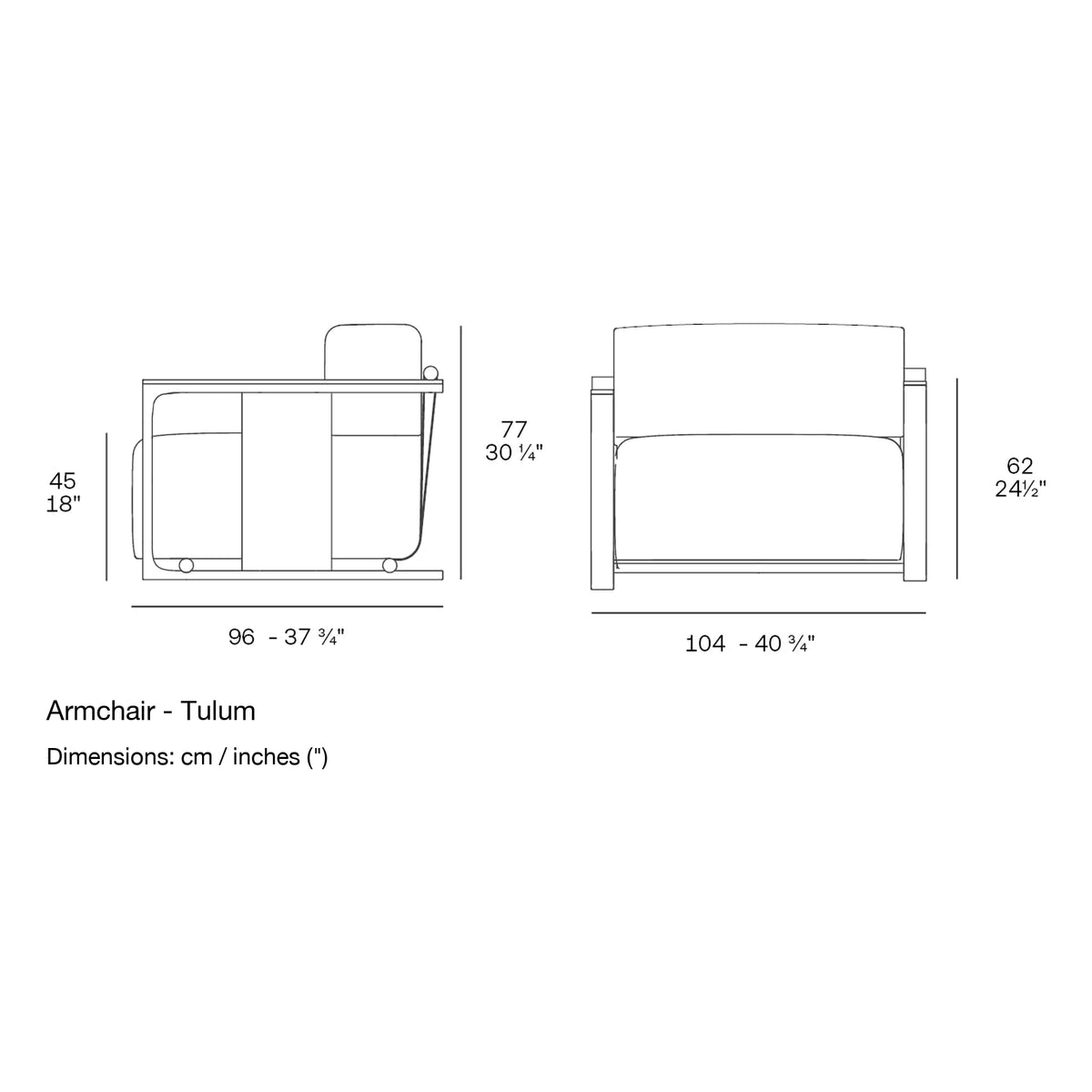 Dimension drawing Armchair - Tulum