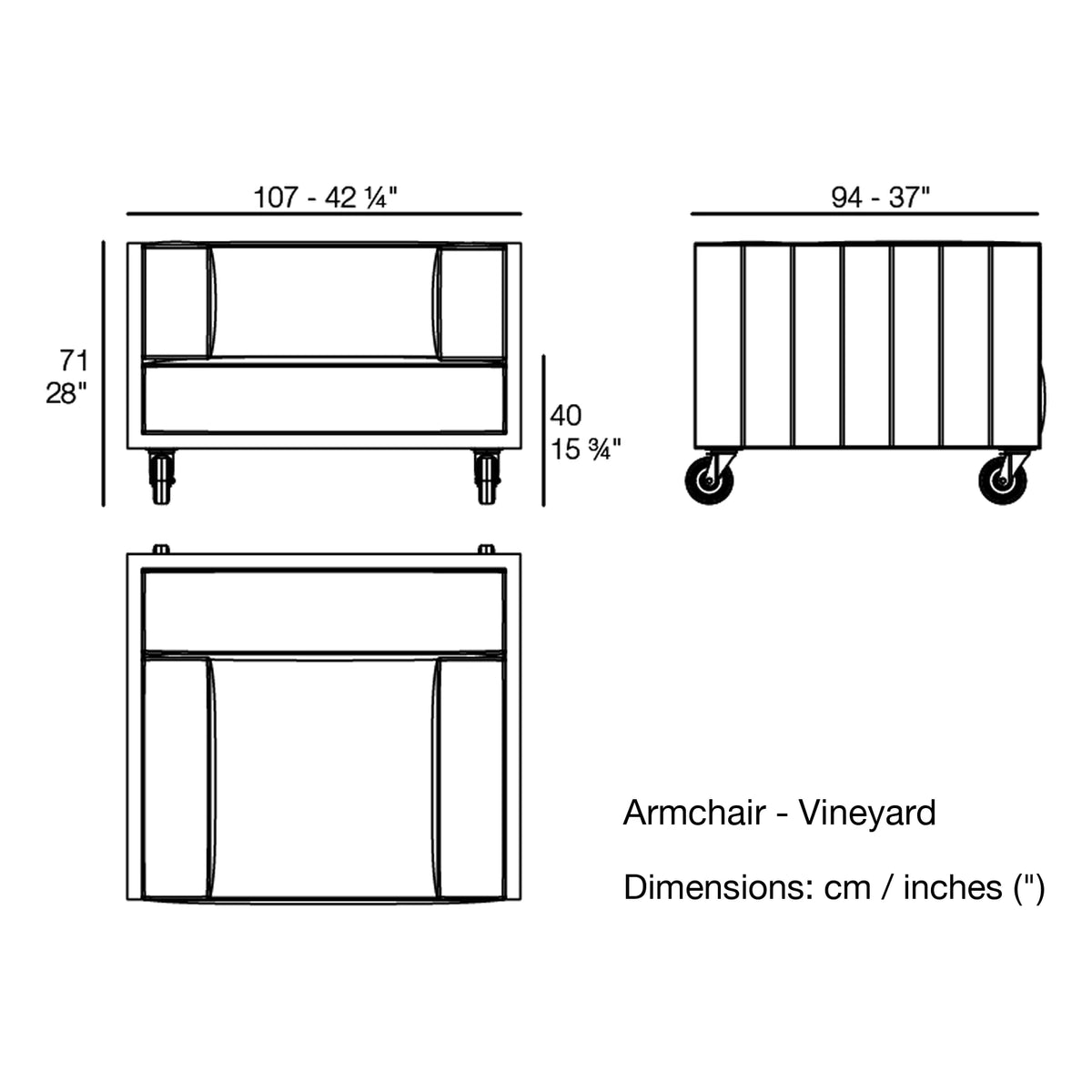 Dimension drawing Armchair - Vineyard