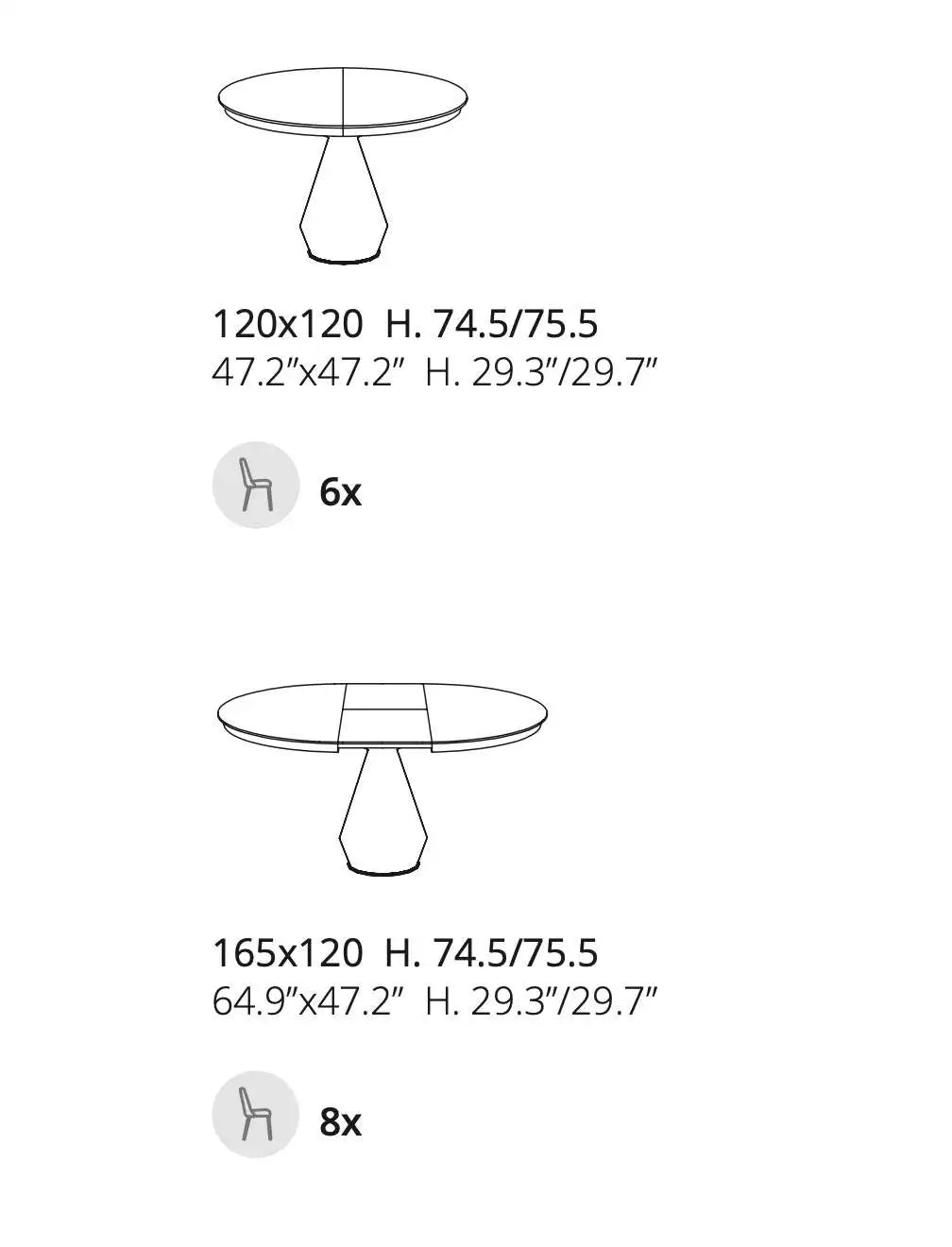 table ceramique extensible pied central