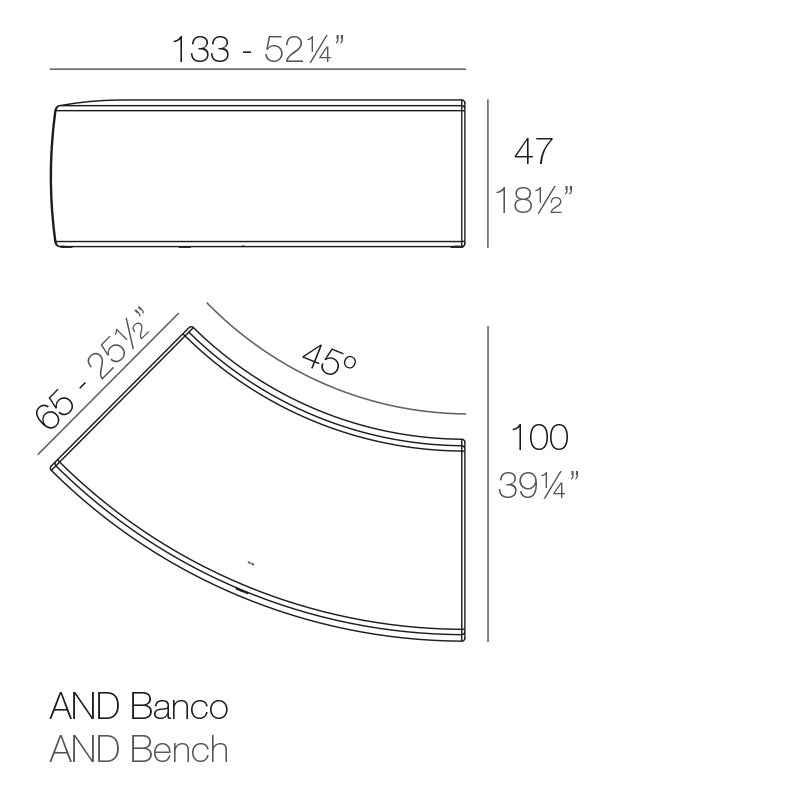Banc Modulable Exterieur Collection And Modèles 133x65x47 cm Vondom
