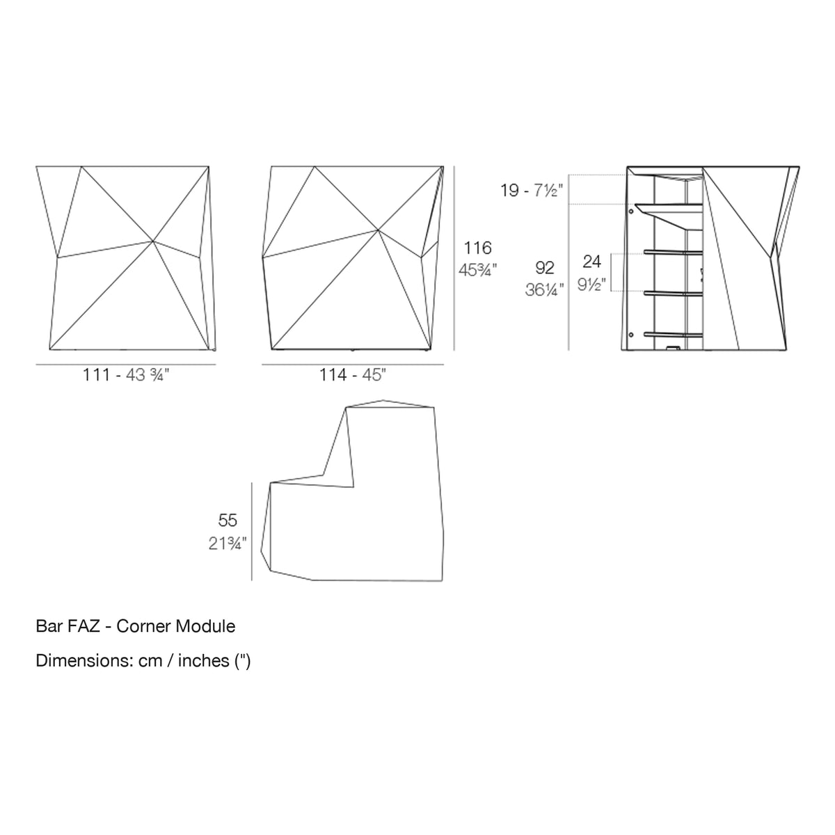 Dimension drawing Bar FAZ - Corner Module