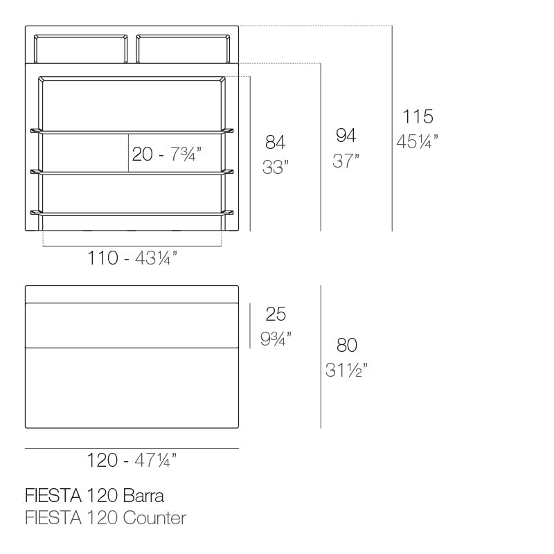 Bar Fiesta Comptoir avec Rangement Collection Bar Fiesta Vondom | Comptoirs Modulaires, LED & Équipements