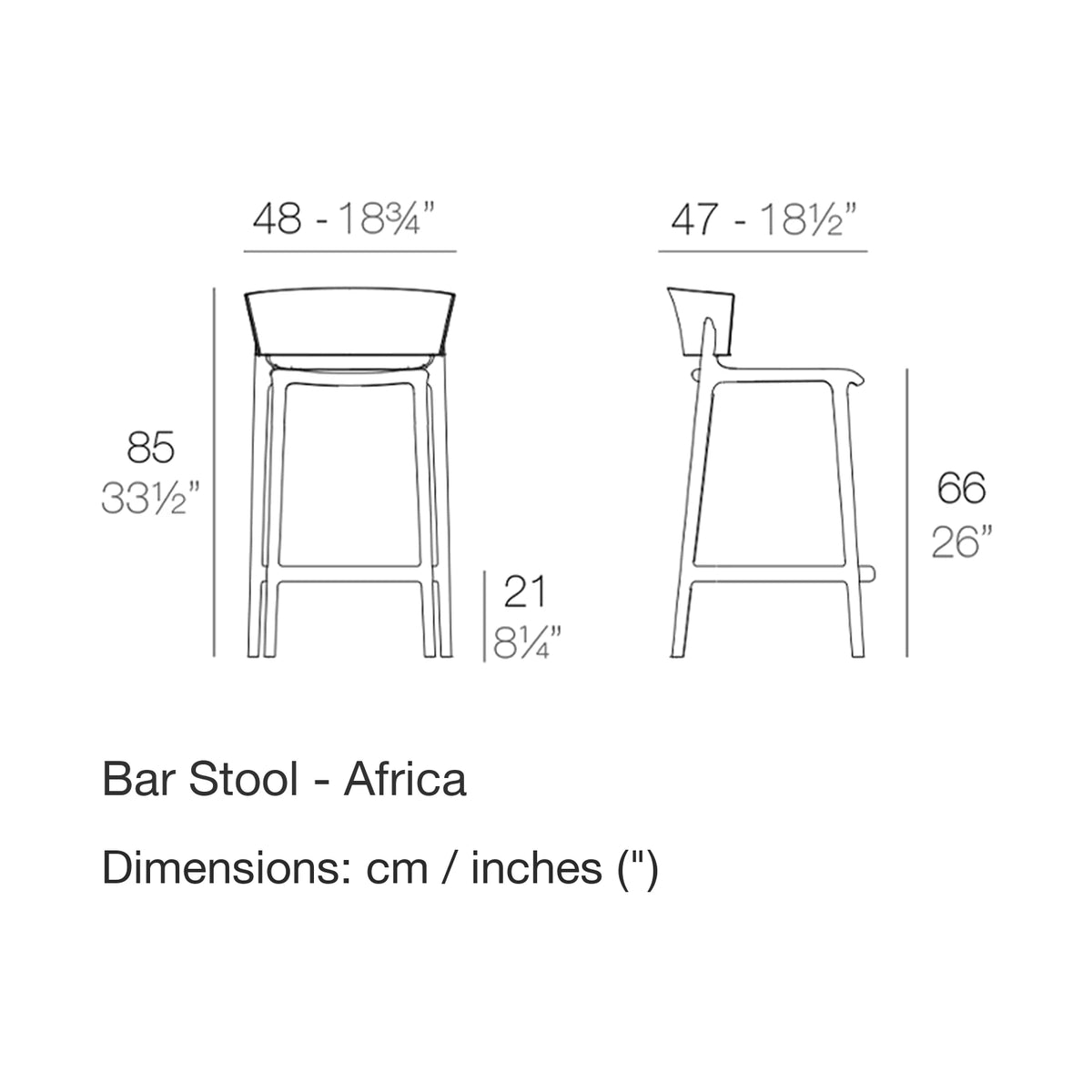Dimension drawing Bar Stool - Africa