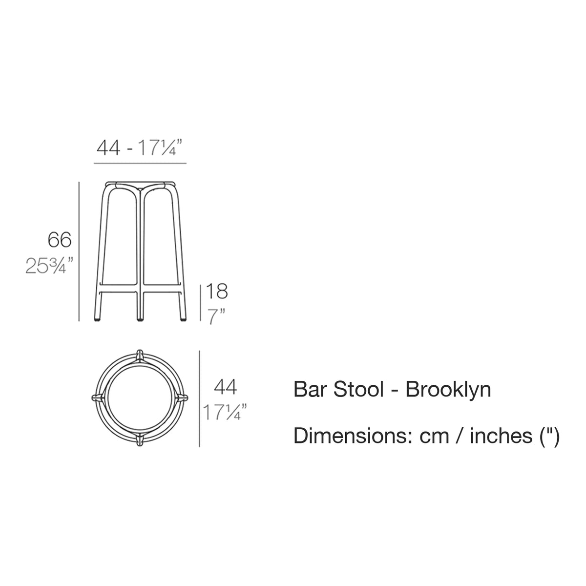 Dimension drawing Bar Stool - Brooklyn