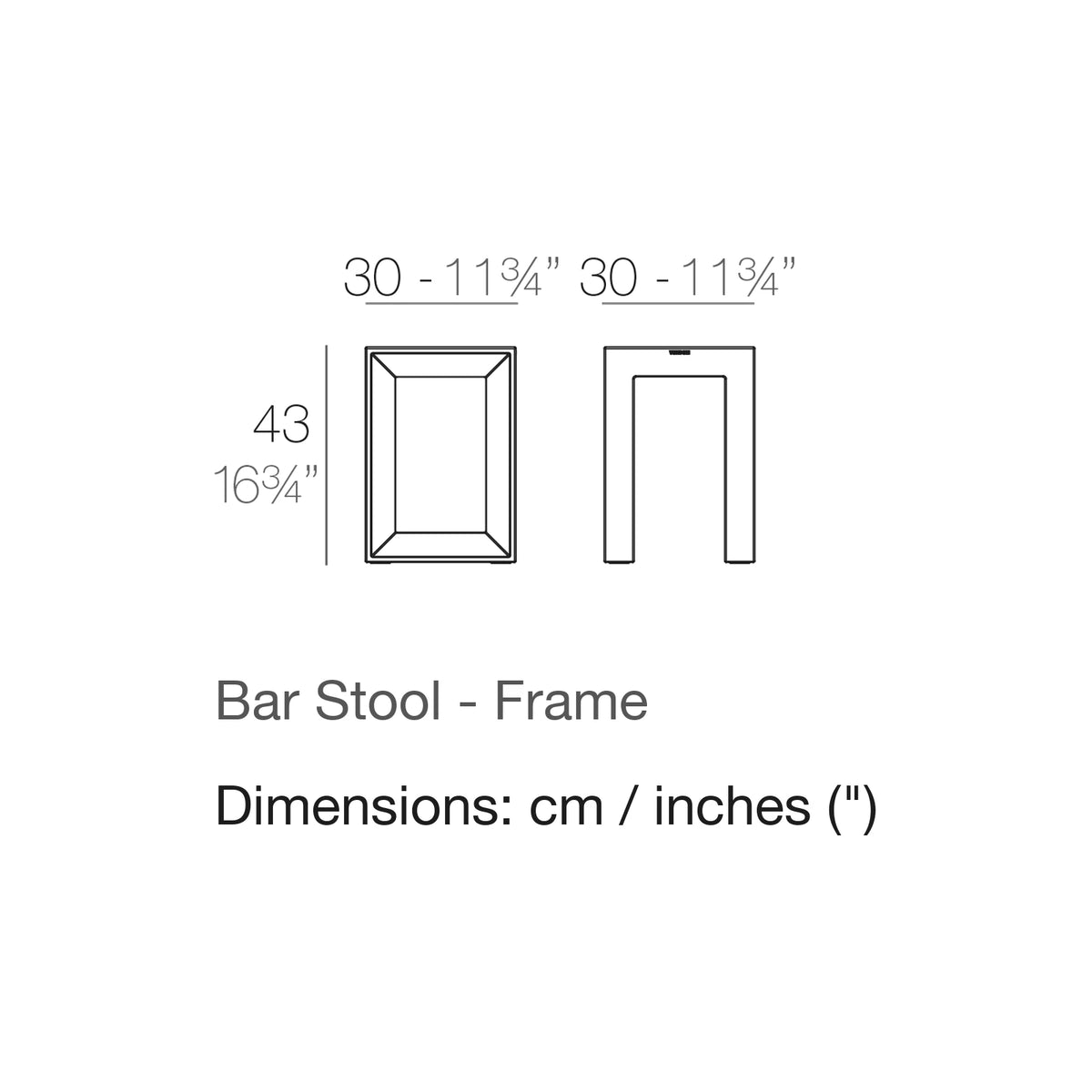 Dimension drawing Bar Stool - Frame