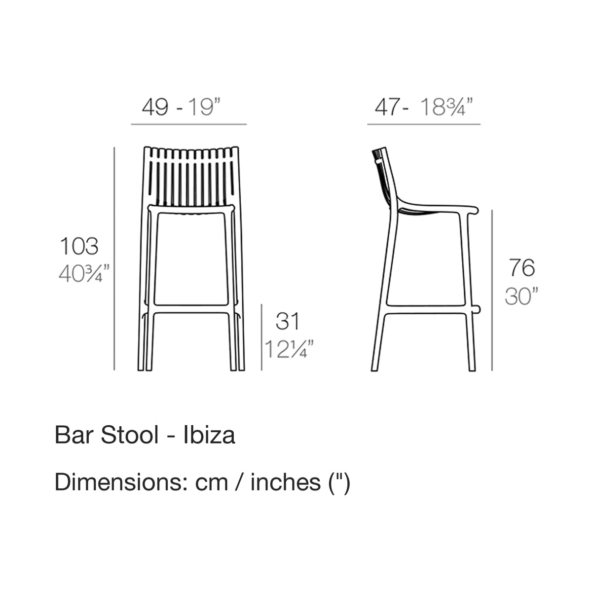 Dimension drawing Bar Stool - Ibiza