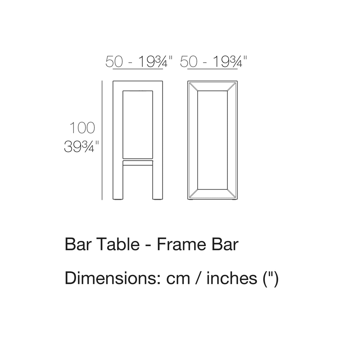 Dimension drawing Bar Table - Frame Bar