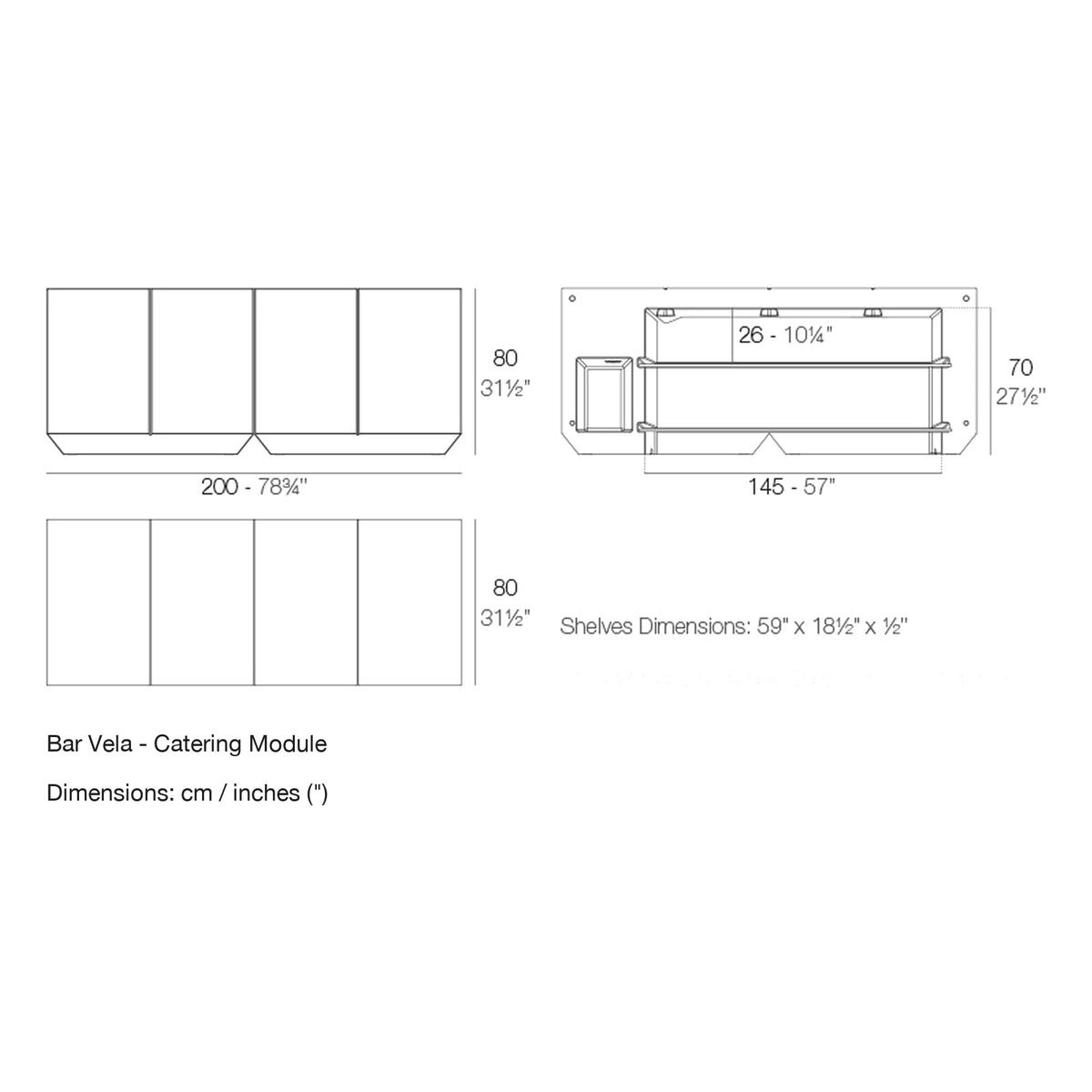 Dimension drawing Bar Vela - Catering Module