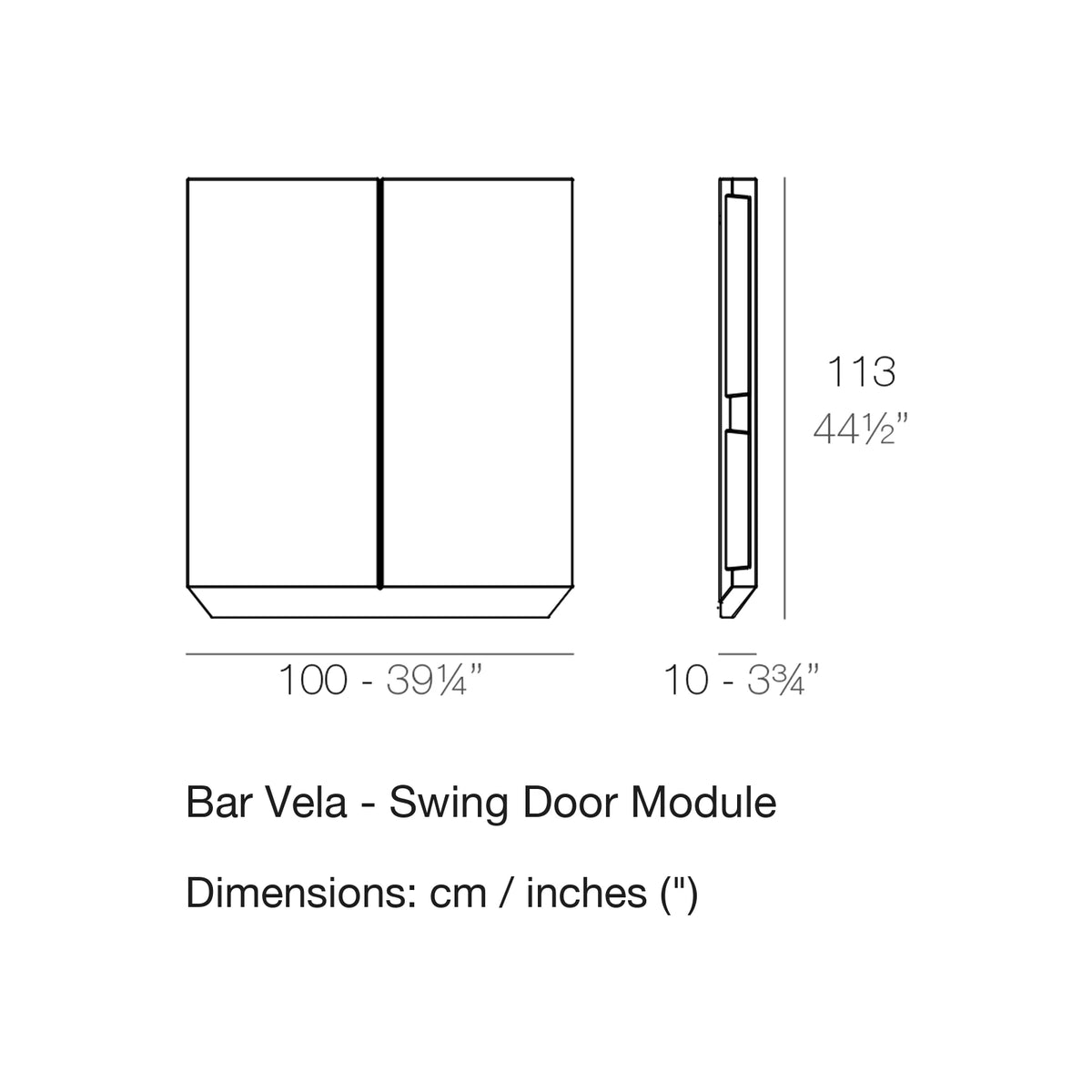 Dimension drawing Bar Vela - Swing Door Module