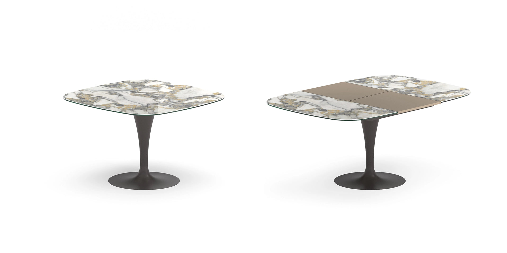 table carrée extensible avec pied central