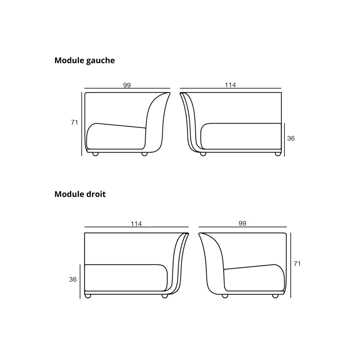 Canapé Collection Suave Vondom Taille 230x99x71 cm - 2 Places - 2