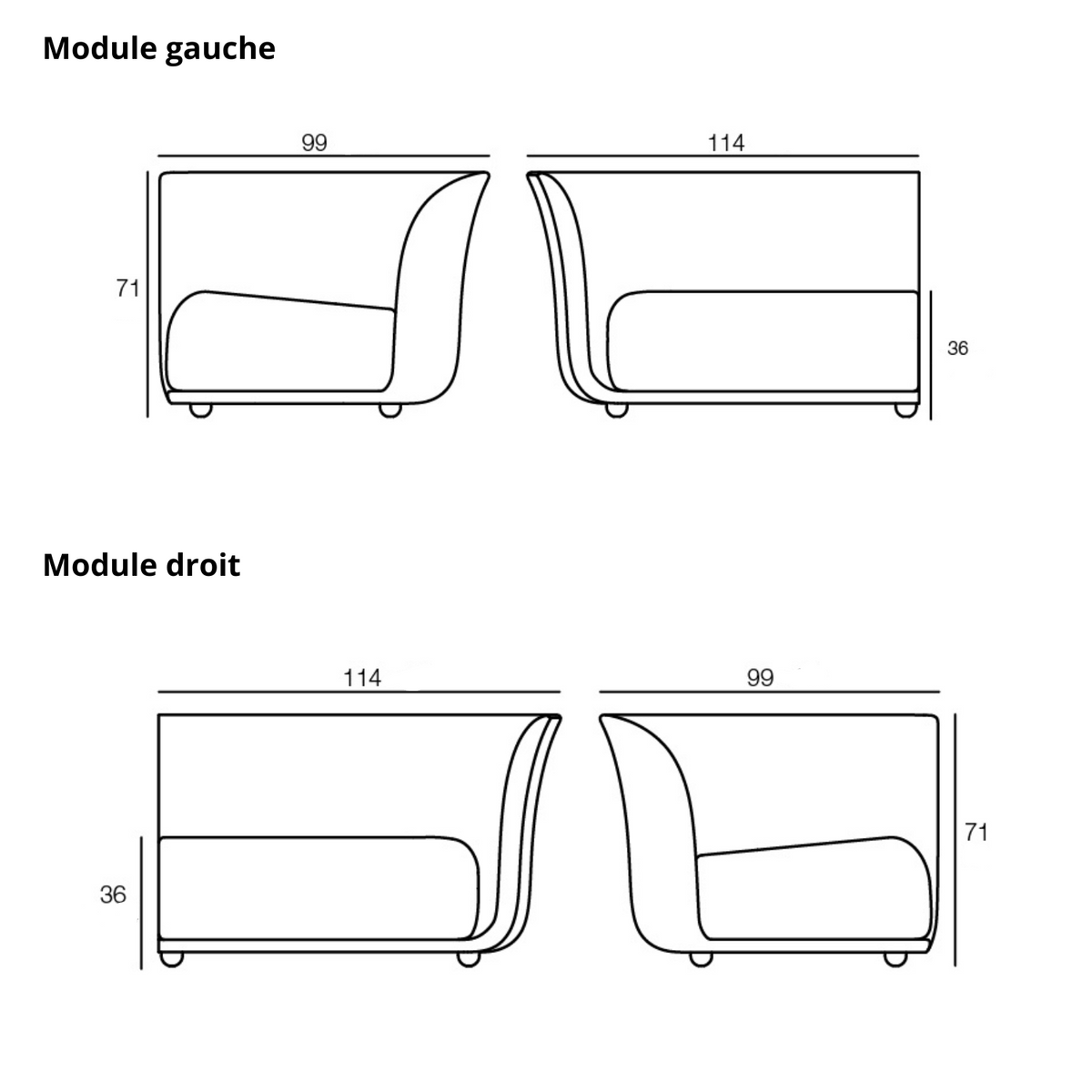 Canapé Collection Suave Vondom Taille 230x99x71 cm - 2 Places - 2