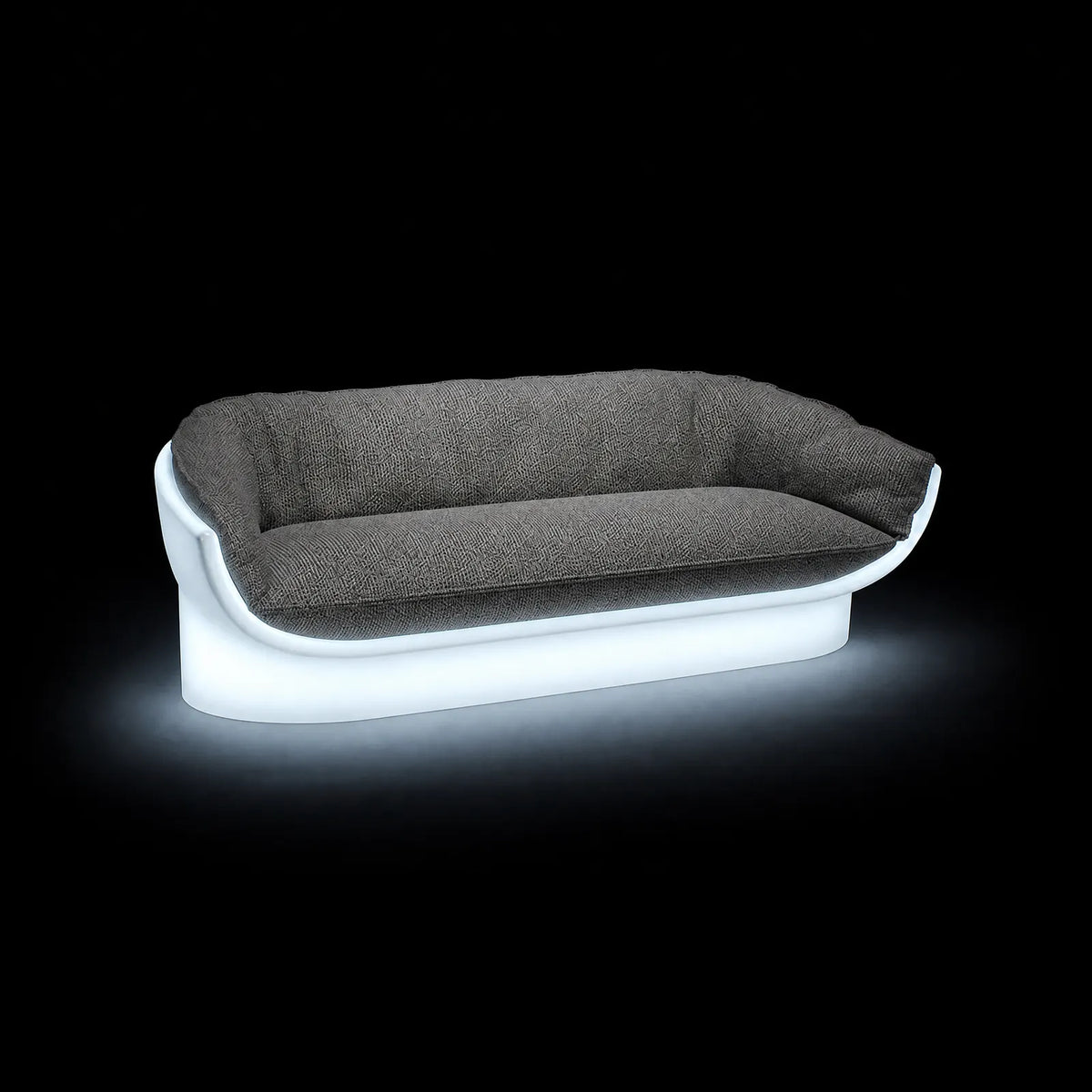 Sofa Luna LED Vondom, von innen beleuchtet auf schwarzem Hintergrund