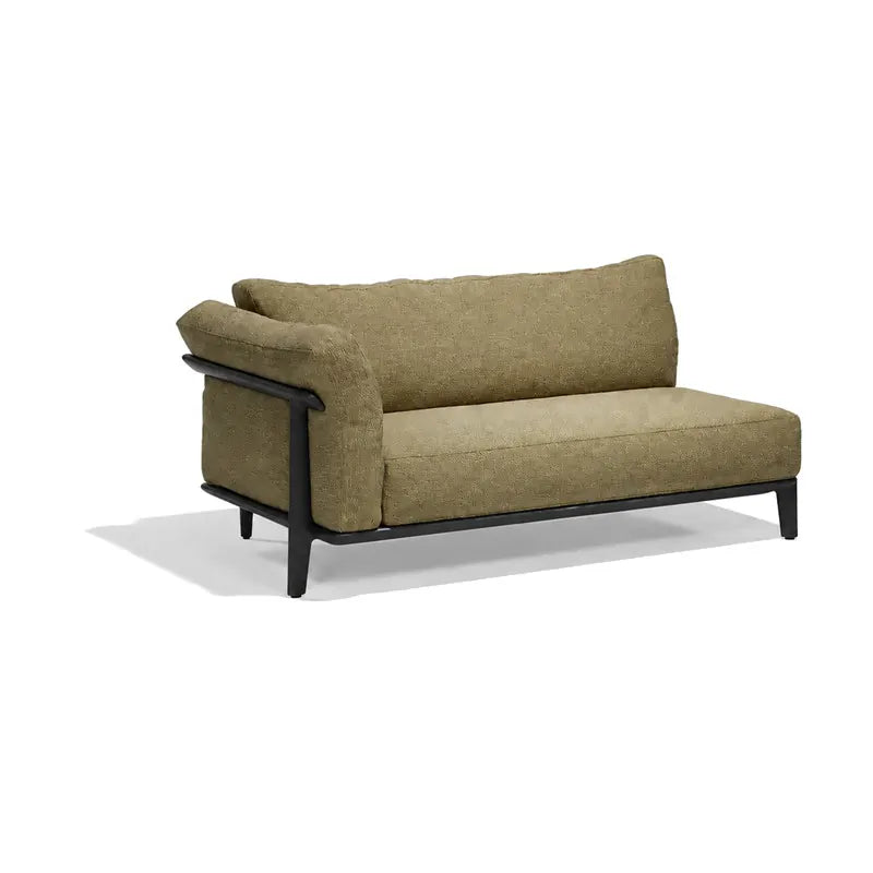 Canapé modulaire d'extérieur Pasadena Vondom, module droit, coloris aluminium noir, tissu vert