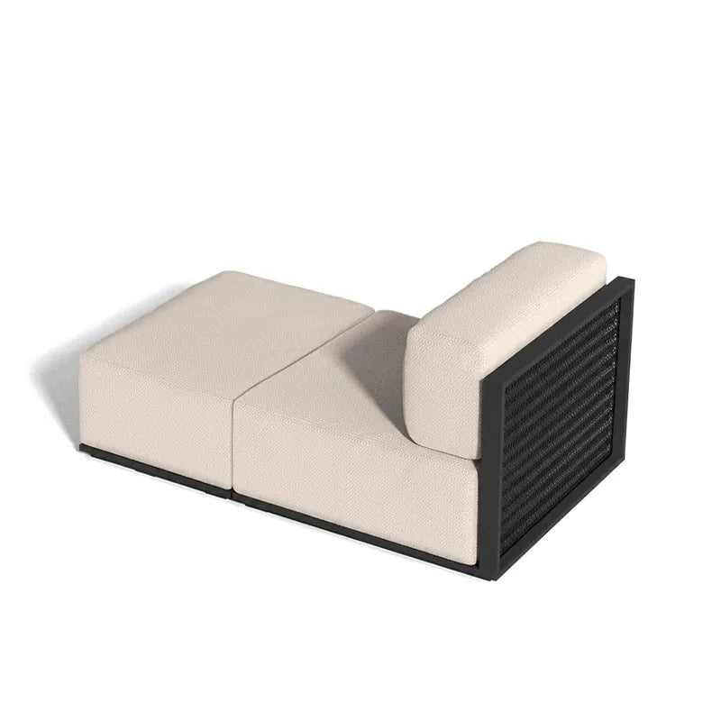 Canapé modulable d'extérieur The Factory Vondom, méridienne centrale, coloris aluminium noir, coussins d'origine