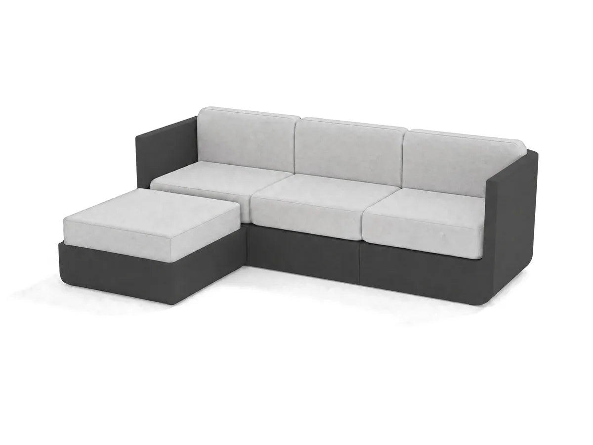 Canapé modulable d'extérieur ULM, 3 places et pouf, Noir