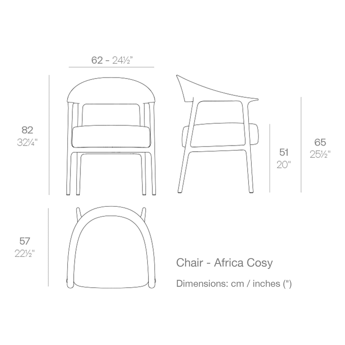 Dimension drawing Chair - Africa Cosy