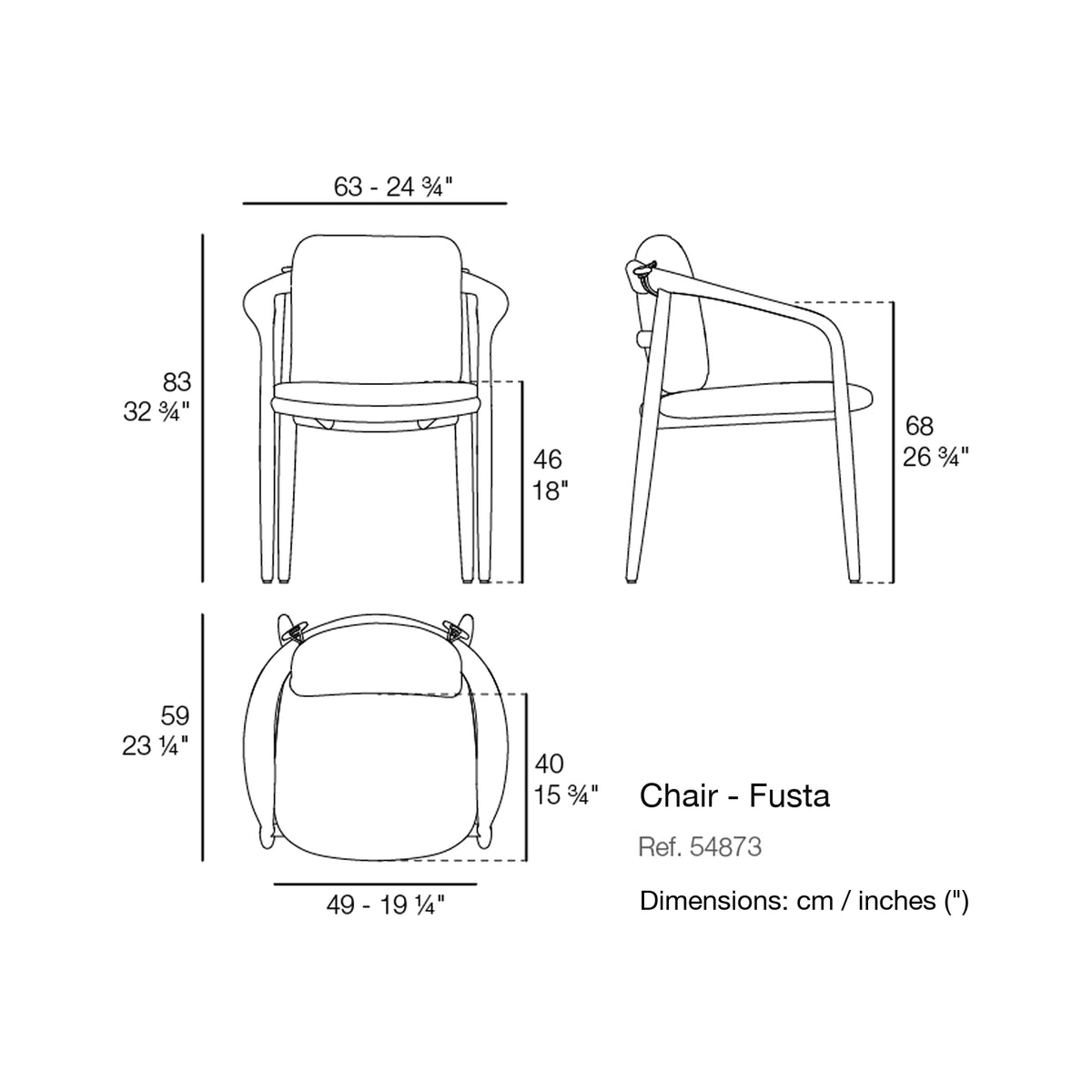 Dimension drawing Chair - Fusta