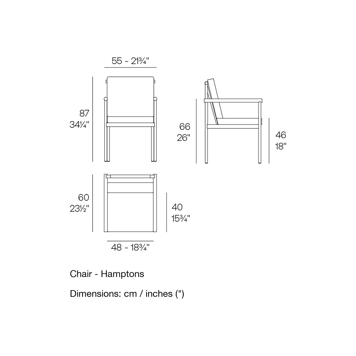 Dimension drawing Chair - Hamptons