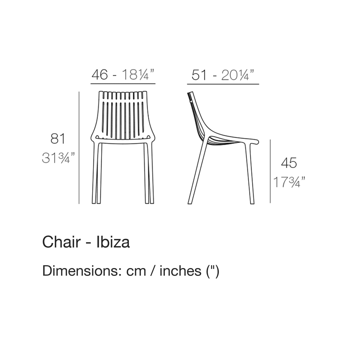 Dimension drawing Chair - Ibiza