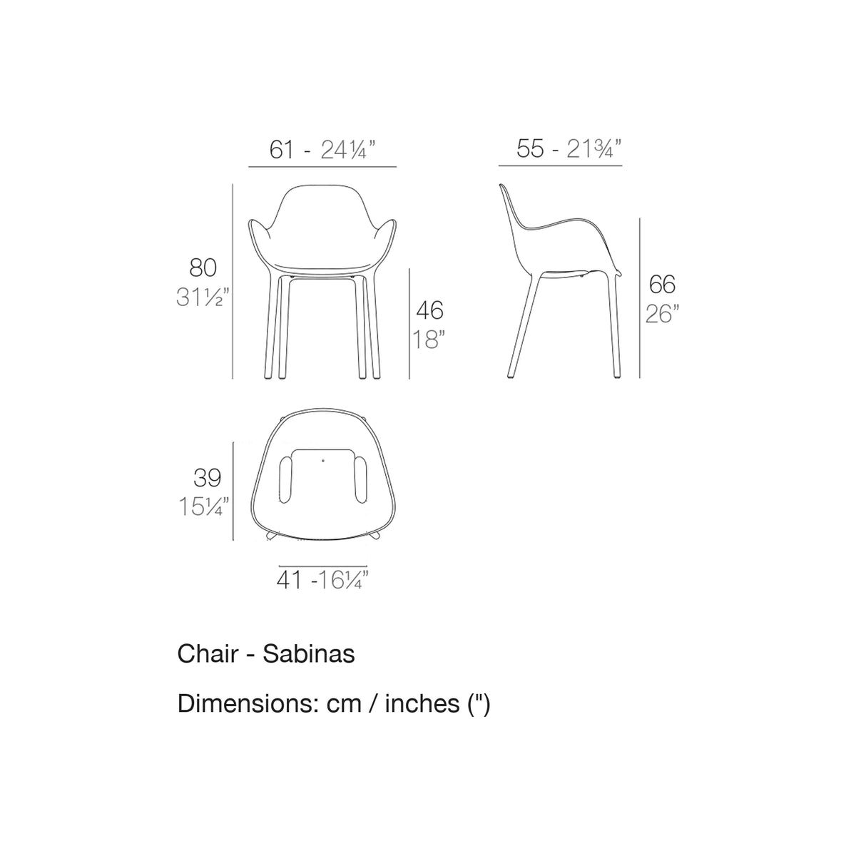 Dimension drawing Chair - Sabinas