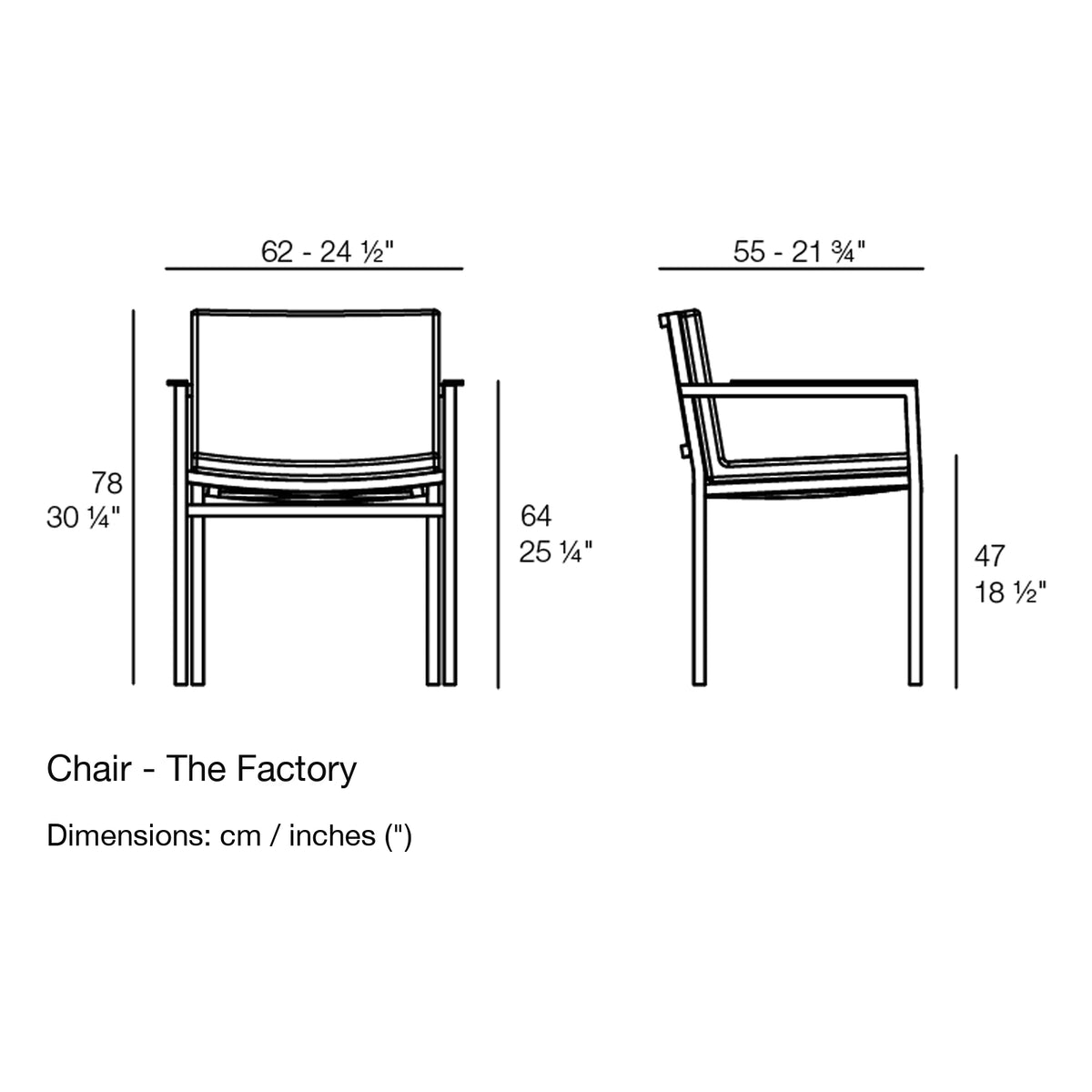 Dimension drawing Chair - The Factory