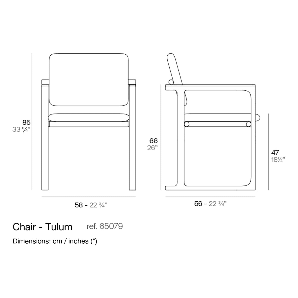 Dimension drawing Chair - Tulum