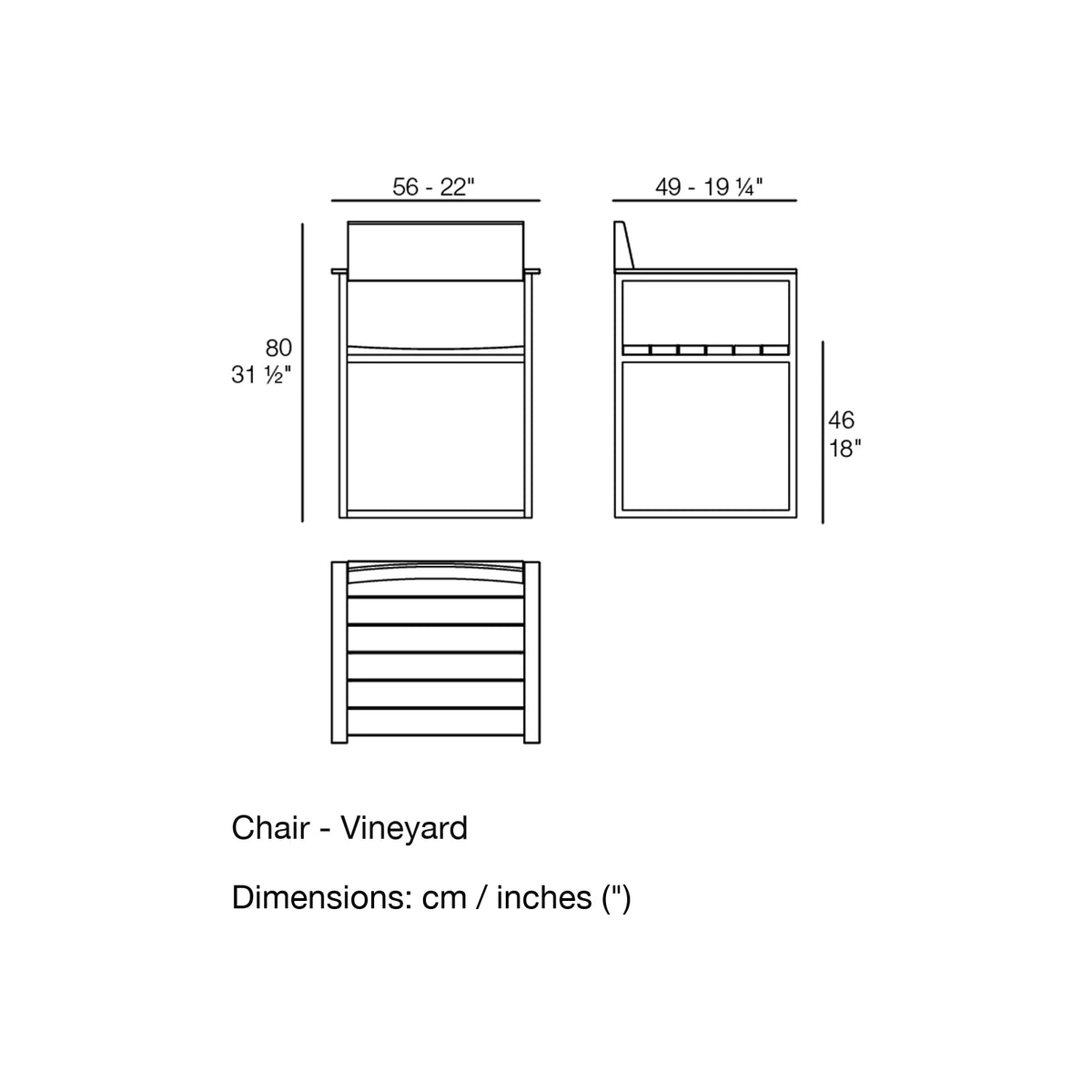 Dimension drawing Chair - Vineyard