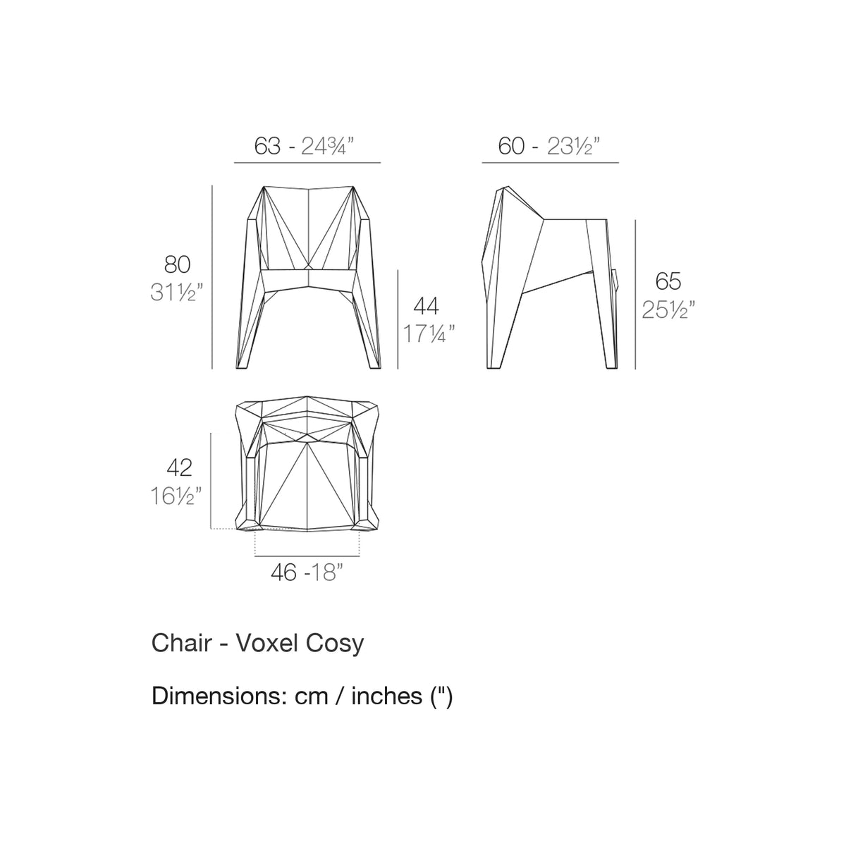 Dimension drawing Chair - Voxel Cosy