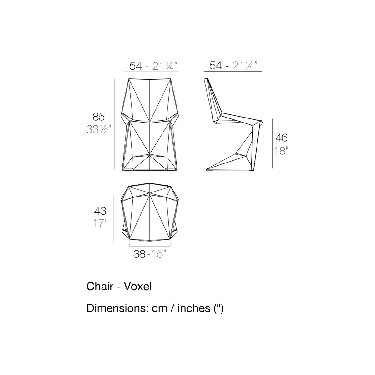 Dimension drawing Chair - Voxel