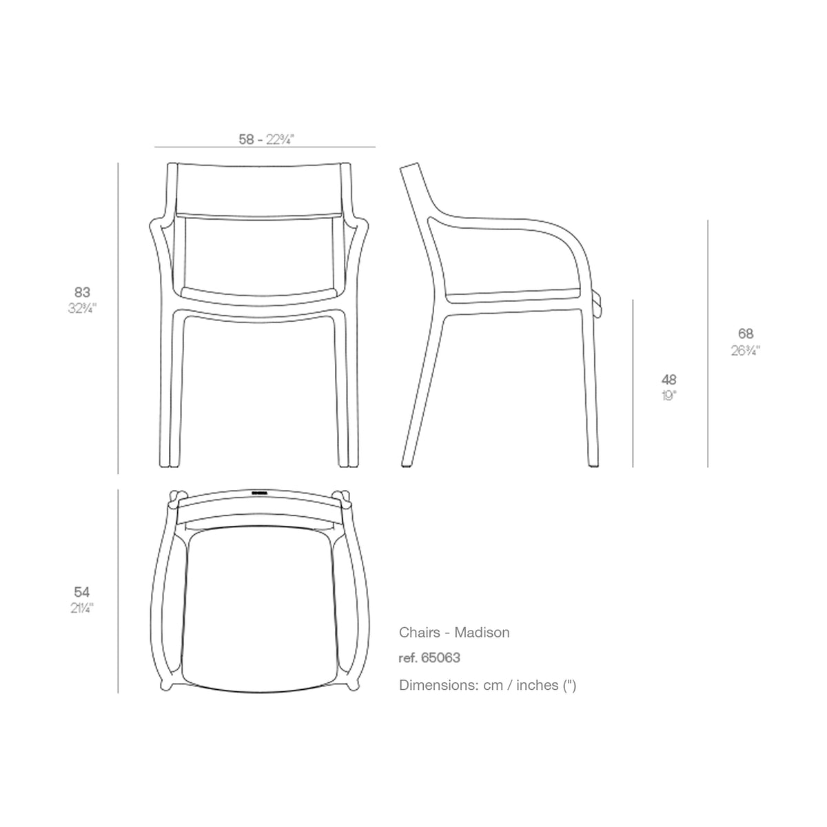 Dimension drawing Chairs - Madison