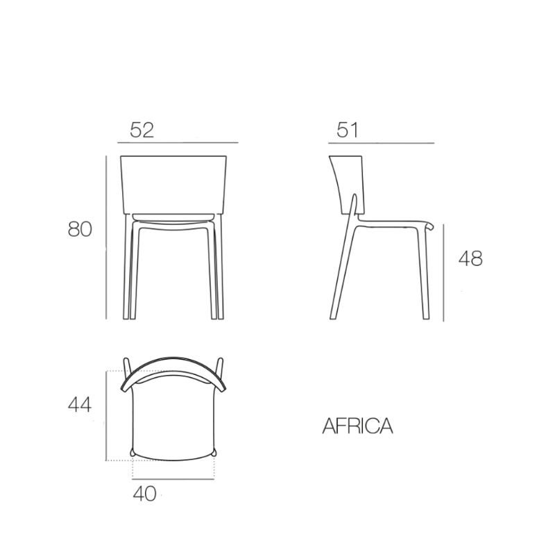 Chaise Collection Africa Vondom Accoudoirs Sans