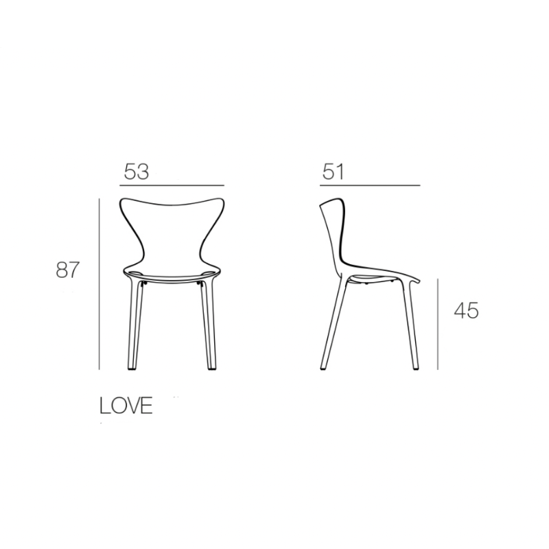 Chaise Collection LOVE Vondom Hauteur d'assise 45 cm