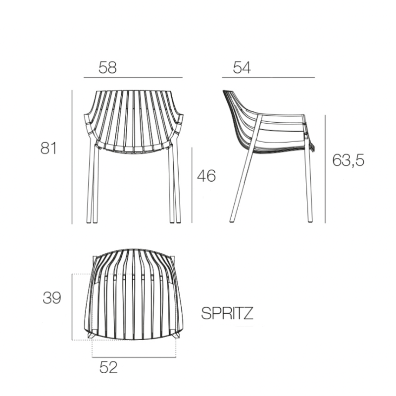 Chaise Collection Spritz en Polypropylène avec Accoudoirs Vondom