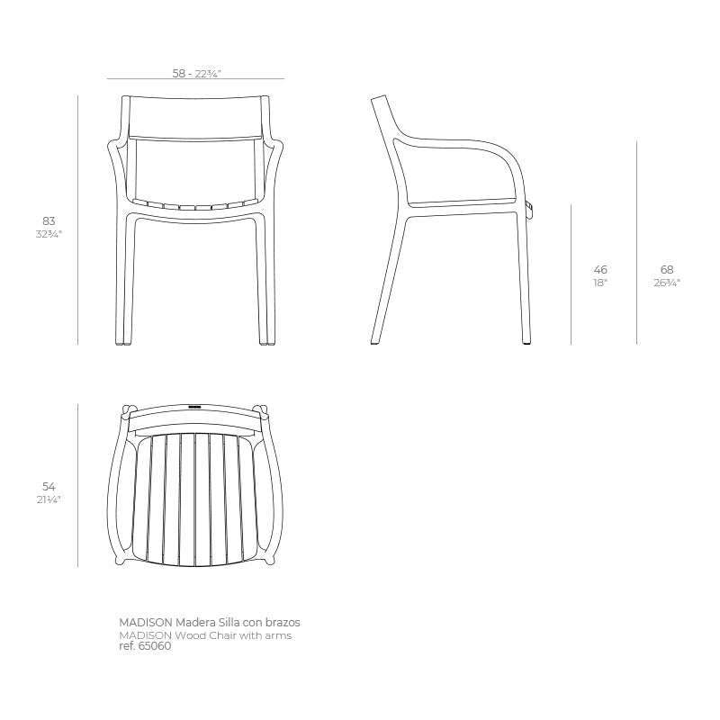 Chaise Jardin en Bois et Plastique - Collection Madison Vondom