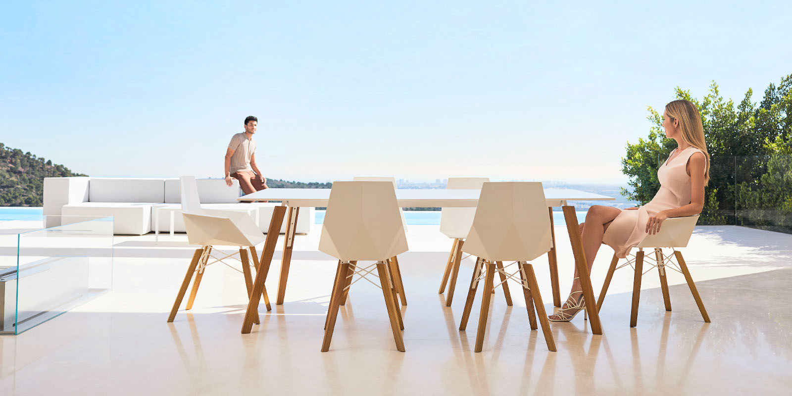 Chaise Moderne Pied en Bois Accoudoirs Avec - Collection FAZ Wood Vondom