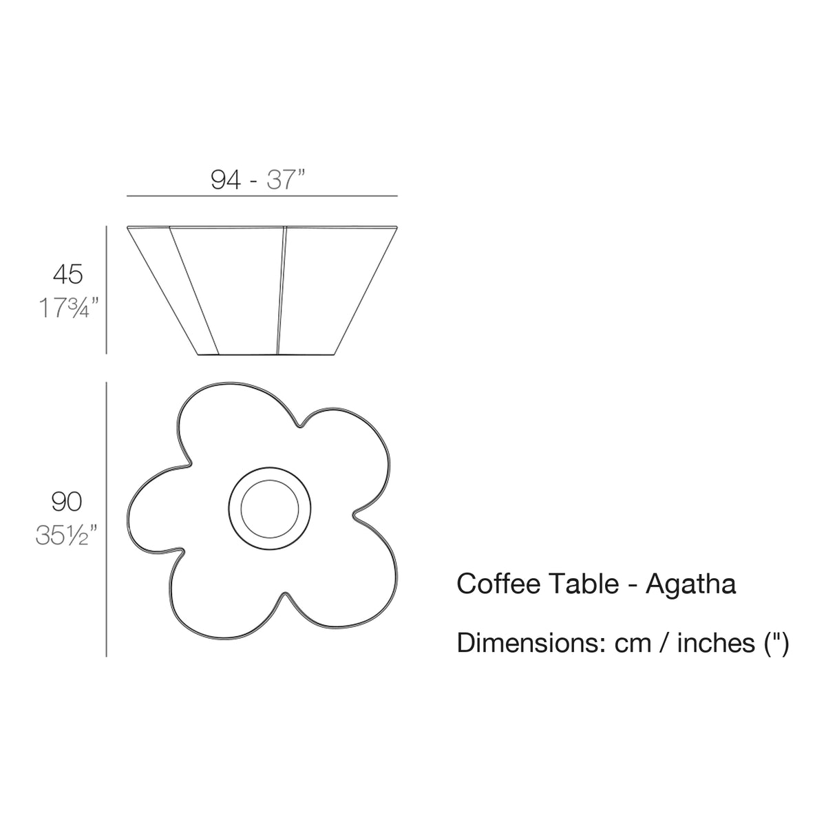 Dimension drawing Coffee Table - Agatha